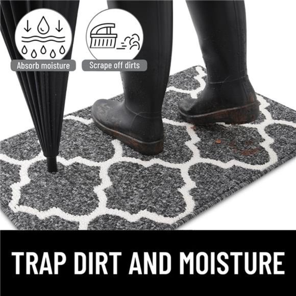 Indoor Door Mat, 32x20, Non-Slip Absorbent Resist Dirt Entrance Mat, Washable - Picture 3 of 5